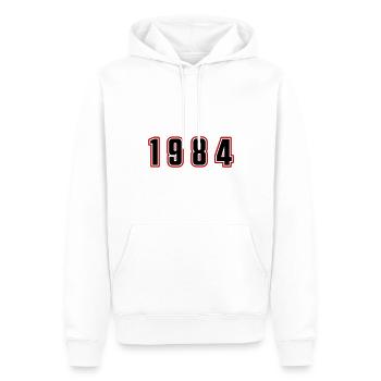 Numéro de l’année 1984 - Sweat à capuche Premium bio Homme - blanc - Devant - Nico (187cm)