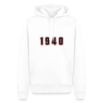 Numéro de l’année 1940 - Sweat à capuche Premium bio Homme - blanc - Devant - Nico (187cm)