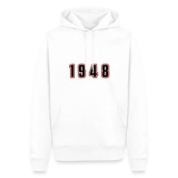 1948 Année Numéro - Sweat à capuche Premium bio Homme - blanc - Devant - Nico (187cm)