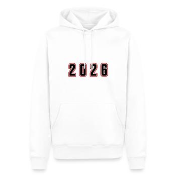 Numéro d’année 2026 - Sweat à capuche Premium bio Homme - blanc - Devant - Nico (187cm)