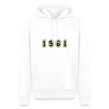 Numéro de l’année 1961 - Sweat à capuche Premium bio Homme - blanc - Devant - Nico (187cm)
