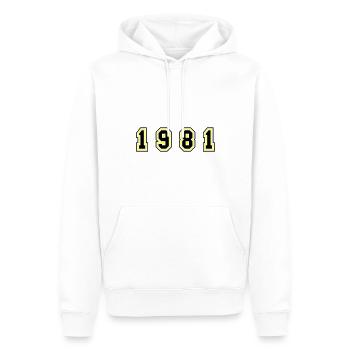 Numéro de l’année 1981 - Sweat à capuche Premium bio Homme - blanc - Devant - Nico (187cm)