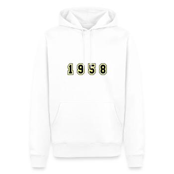 Numéro de l’année 1958 - Sweat à capuche Premium bio Homme - blanc - Devant - Nico (187cm)