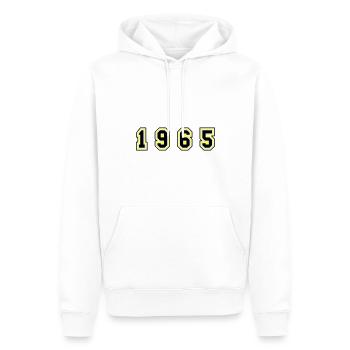 Numéro de l’année 1965 - Sweat à capuche Premium bio Homme - blanc - Devant - Nico (187cm)