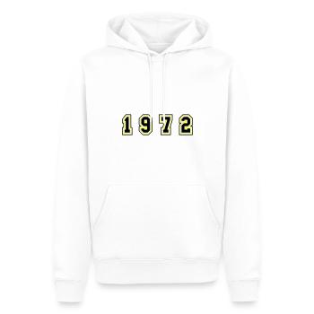 Numéro de l’année 1972 - Sweat à capuche Premium bio Homme - blanc - Devant - Nico (187cm)