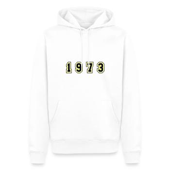 Numéro de l’année 1973 - Sweat à capuche Premium bio Homme - blanc - Devant - Nico (187cm)