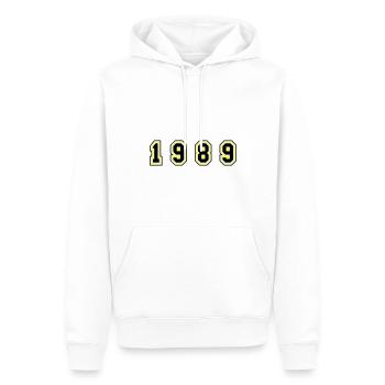 Numéro de l’année 1989 - Sweat à capuche Premium bio Homme - blanc - Devant - Nico (187cm)