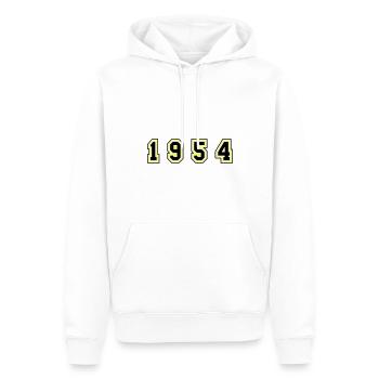 Numéro de l’année 1954 - Sweat à capuche Premium bio Homme - blanc - Devant - Nico (187cm)