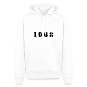 Anniversaire 1968 - Sweat à capuche Premium bio Homme - blanc - Devant - Nico (187cm)