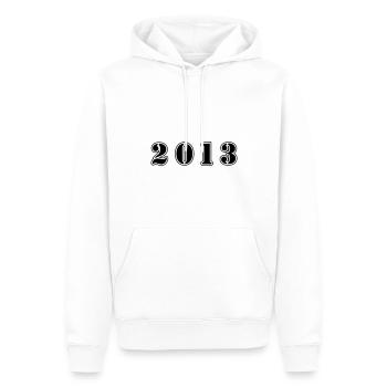 Anniversaire 2013 - Sweat à capuche Premium bio Homme - blanc - Devant - Nico (187cm)