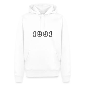 Numéro de l’année 1991 - Sweat à capuche Premium bio Homme - blanc - Devant - Nico (187cm)