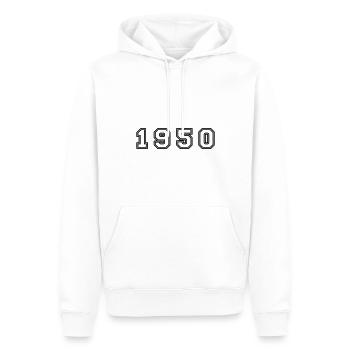 Numéro de l’année 1950 - Sweat à capuche Premium bio Homme - blanc - Devant - Nico (187cm)