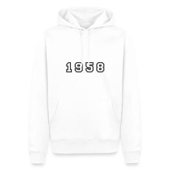 Numéro de l’année 1958 - Sweat à capuche Premium bio Homme - blanc - Devant - Nico (187cm)