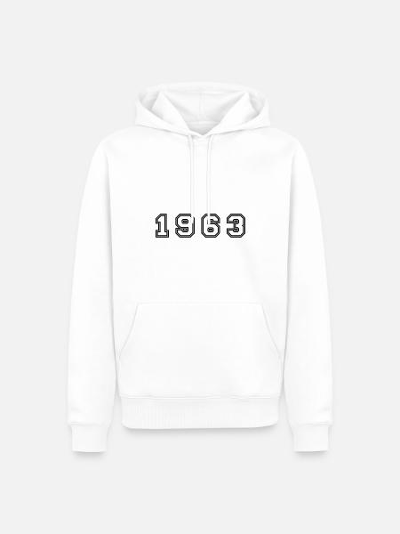 Numéro de l’année 1963 - Sweat à capuche Premium bio Homme - blanc