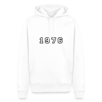 Numéro de l’année 1976 - Sweat à capuche Premium bio Homme - blanc - Devant - Nico (187cm)