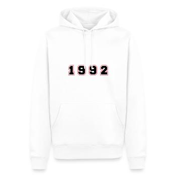 Numéro de l’année 1992 - Sweat à capuche Premium bio Homme - blanc - Devant - Nico (187cm)