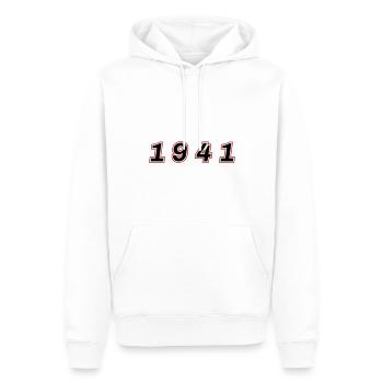 Numéro de l’année 1941 - Sweat à capuche Premium bio Homme - blanc - Devant - Nico (187cm)