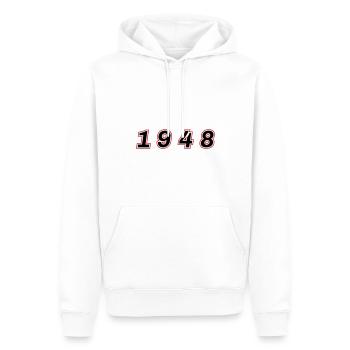 Numéro de l’année 1948 - Sweat à capuche Premium bio Homme - blanc - Devant - Nico (187cm)