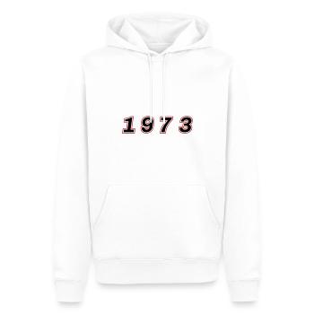 Numéro de l’année 1973 - Sweat à capuche Premium bio Homme - blanc - Devant - Nico (187cm)