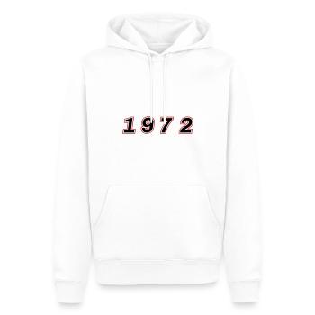 Numéro de l’année 1972 - Sweat à capuche Premium bio Homme - blanc - Devant - Nico (187cm)