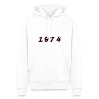 Numéro de l’année 1974 - Sweat à capuche Premium bio Homme - blanc - Devant - Nico (187cm)
