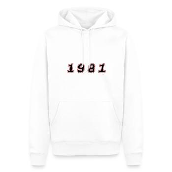 Numéro de l’année 1981 - Sweat à capuche Premium bio Homme - blanc - Devant - Nico (187cm)