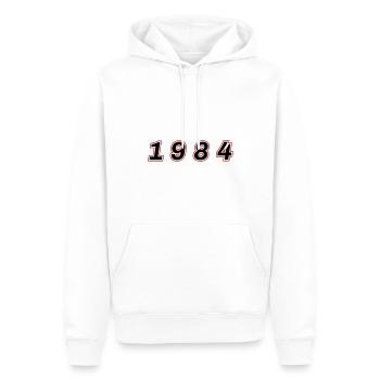 Numéro de l’année 1984 - Sweat à capuche Premium bio Homme - blanc - Devant - Nico (187cm)