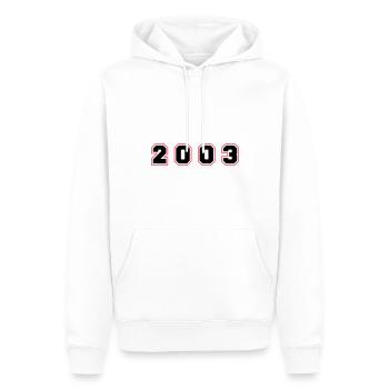 Numéro de l’année 2003 - Sweat à capuche Premium bio Homme - blanc - Devant - Nico (187cm)