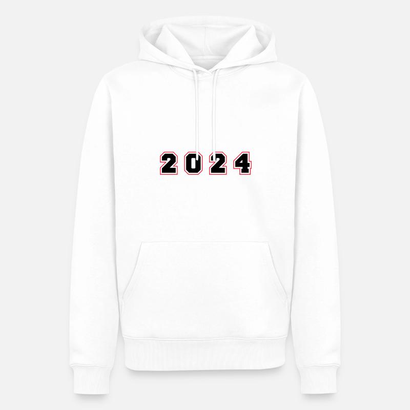 Numéro de l’année 2024 - Sweat à capuche Premium bio Homme - blanc