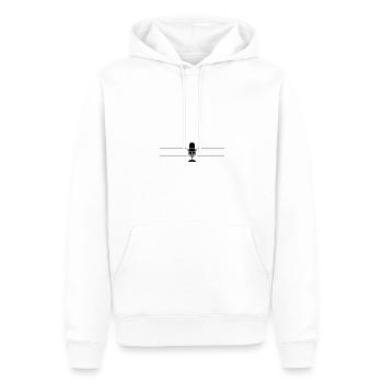 Podcast Mikrofon Icon - Männer Premium Bio Hoodie - Weiß - Vorne - Nico (187cm)