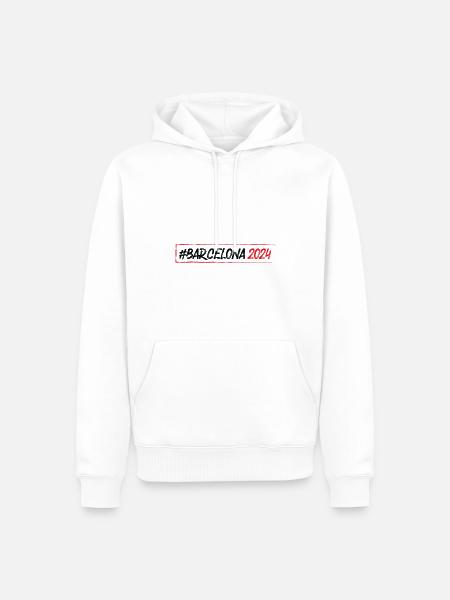 Barcelone 2024 - Sweat à capuche Premium bio Homme - blanc
