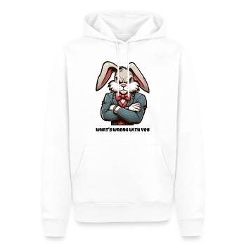 Qu’est-ce qui ne va pas chez vous ? - Sweat à capuche Premium bio Homme - blanc - Devant - Nico (187cm)