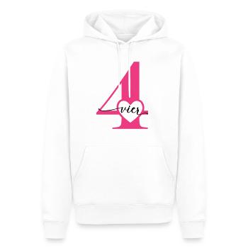Ziffer Vier 4 mit Herz - Männer Premium Bio Hoodie - Weiß - Vorne - Nico (187cm)