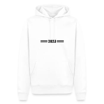 2023 Jahr - Männer Premium Bio Hoodie - Weiß - Vorne - Nico (187cm)