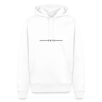 2023 Jahr - Männer Premium Bio Hoodie - Weiß - Vorne - Nico (187cm)