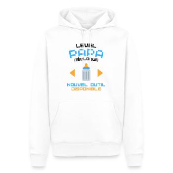 Level papa débloqué cadeau papa gamer - Sweat à capuche Premium bio Homme - blanc - Devant - Nico (187cm)