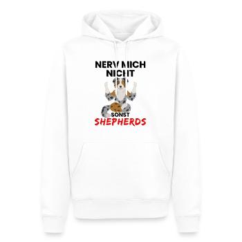 Australian Shepherd Design mit coolem Spruch - Männer Premium Bio Hoodie - Weiß - Vorne - Nico (187cm)
