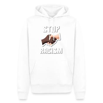 Stop au racisme Poignée de main Blanc - Sweat à capuche Premium bio Homme - blanc - Devant - Nico (187cm)