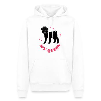 Mon chien est ma reine - Sweat à capuche Premium bio Homme - blanc - Devant - Nico (187cm)