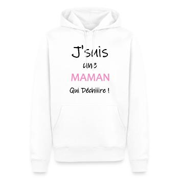 J'suis une maman qui déchire - Sweat à capuche Premium bio Homme - blanc - Devant - Nico (187cm)