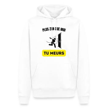 plus zen que moi tu meurs - Sweat à capuche Premium bio Homme - blanc - Devant - Nico (187cm)