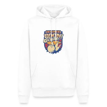 BOWLING BOOM STRIKE - Männer Premium Bio Hoodie - Weiß - Vorne - Nico (187cm)