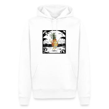Vacances Tropicales : Ananas Festif à la Plage - Sweat à capuche Premium bio Homme - blanc - Devant - Nico (187cm)