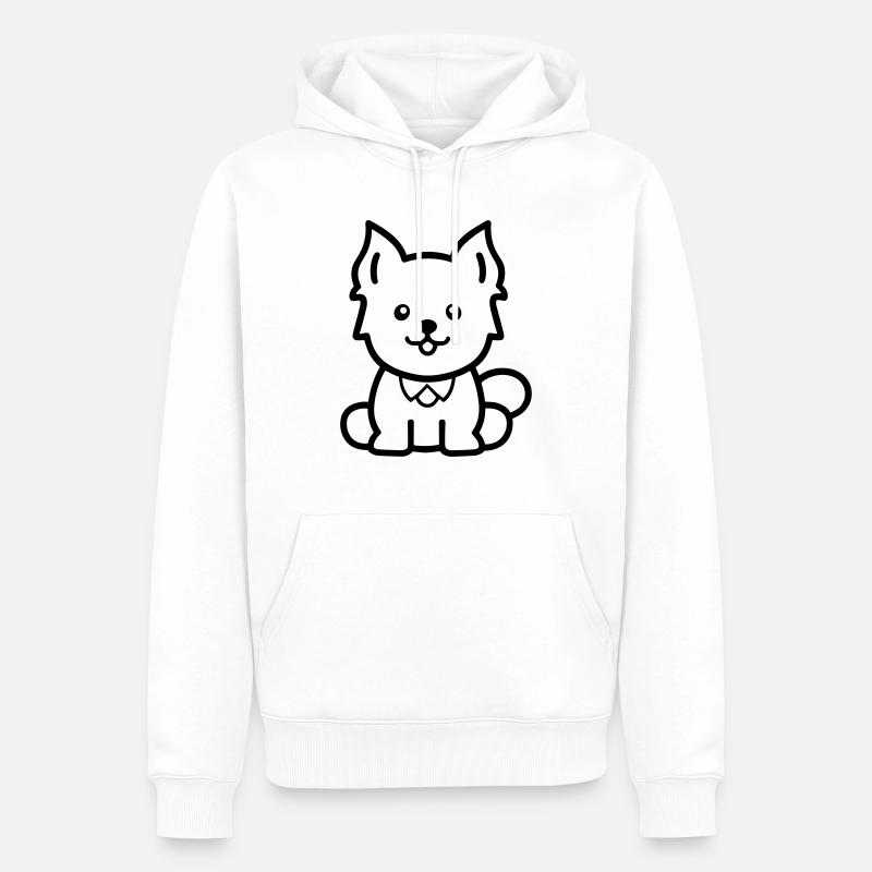 Chien - Sweat à capuche Premium bio Homme - blanc