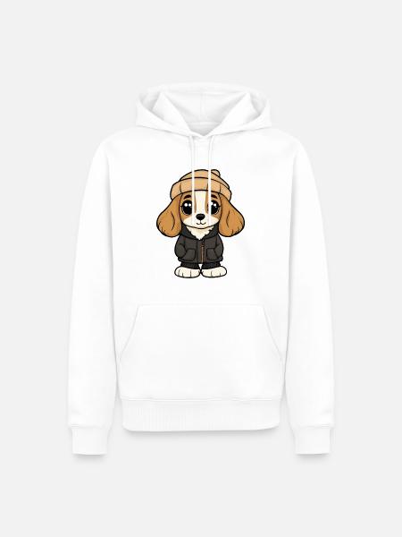 Cocker Spaniel Hund Cartoon - Männer Premium Bio Hoodie - Weiß
