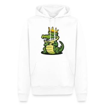 Alligator Cartoon Couronne - Sweat à capuche Premium bio Homme - blanc - Devant - Nico (187cm)