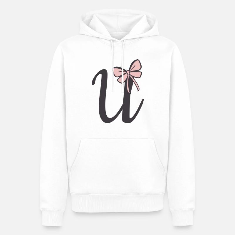 Anfangsbuchstabe U Schleifchen - Männer Premium Bio Hoodie - Weiß