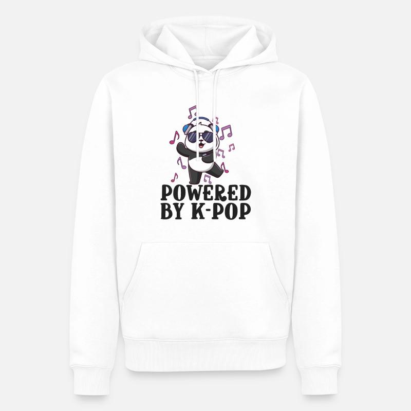 Alimenté par K-Pop Panda Kpop Merch K-pop Merch - Sweat à capuche Premium bio Homme - blanc