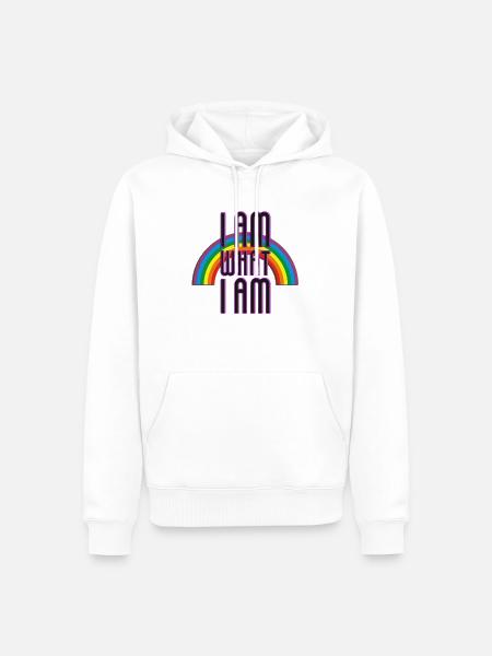 I AM WHAT I AM - RAINBOW - Männer Premium Bio Hoodie - Weiß