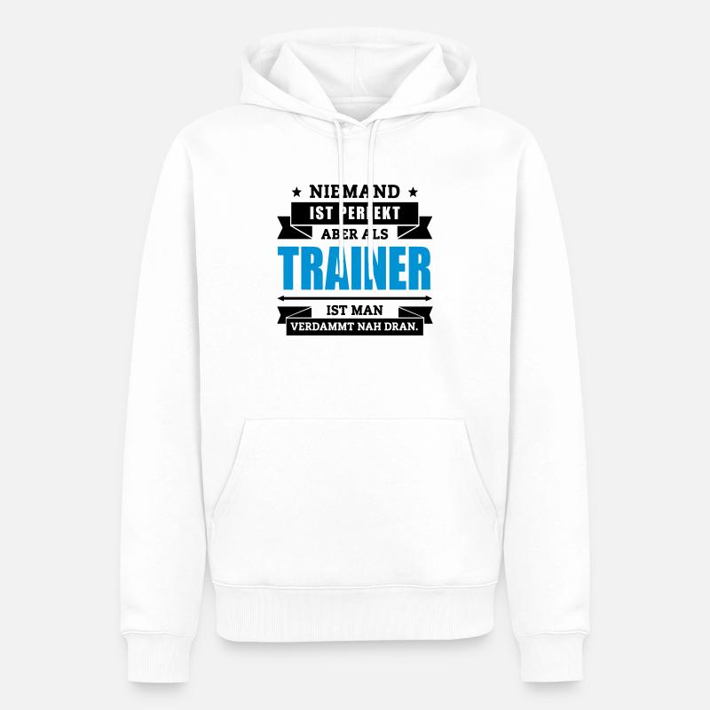 Funshirt Trainer - Männer Premium Bio Hoodie - Weiß